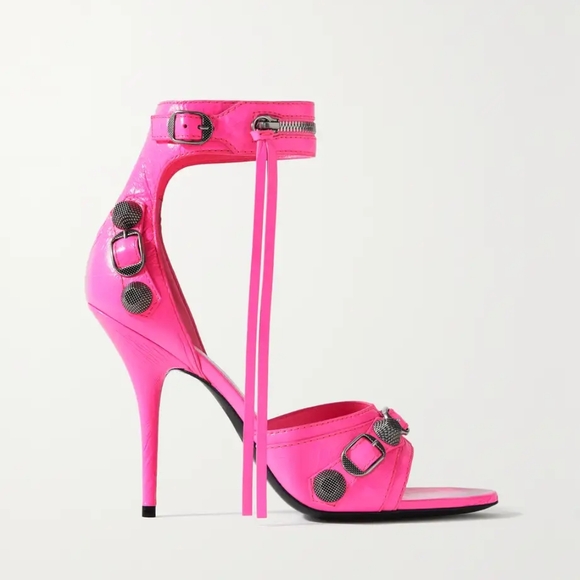 New - 💯 Authentic   BALENCIAGACagole embellished crinkled-leather sandals - Picture 4 of 14